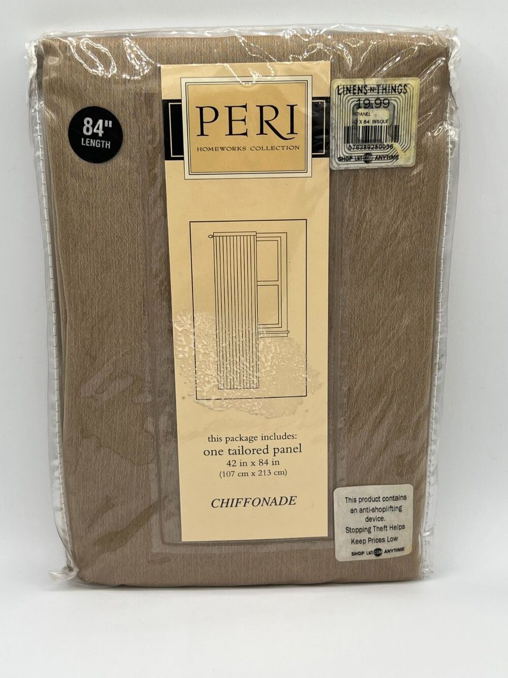 Peri Homeworks Collection One Tailored Panel 42” x 84" Chiffonade Nutmeg New
